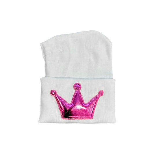 White Cotton Hospital Hat With Hot Pink Crown