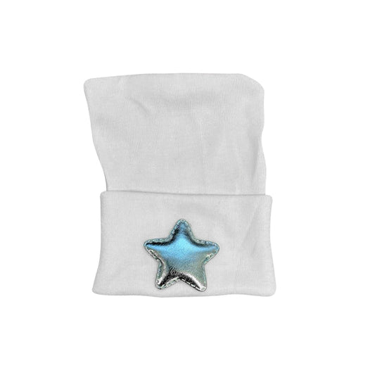 White Cotton Hospital Hat With Blue Star