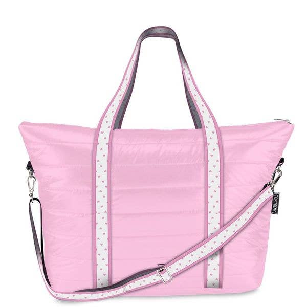 Pink Puffer Tote Heart Strap - Tiniboo