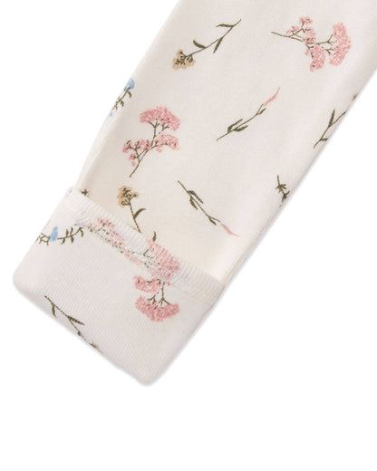 Ribbed Floral Footie with Hand Covers - Tiniboo