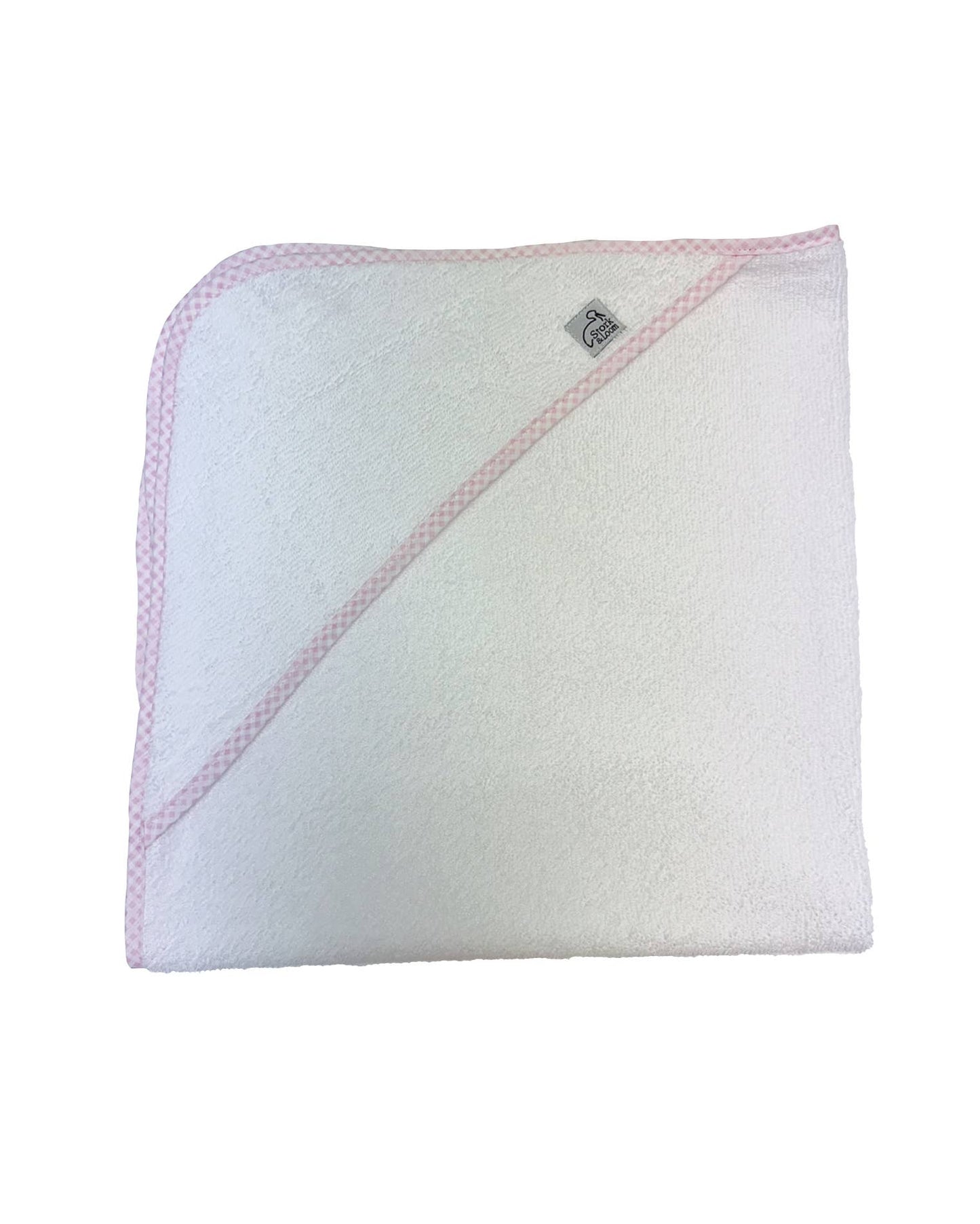 Pink Gingham Trim Hooded Towel