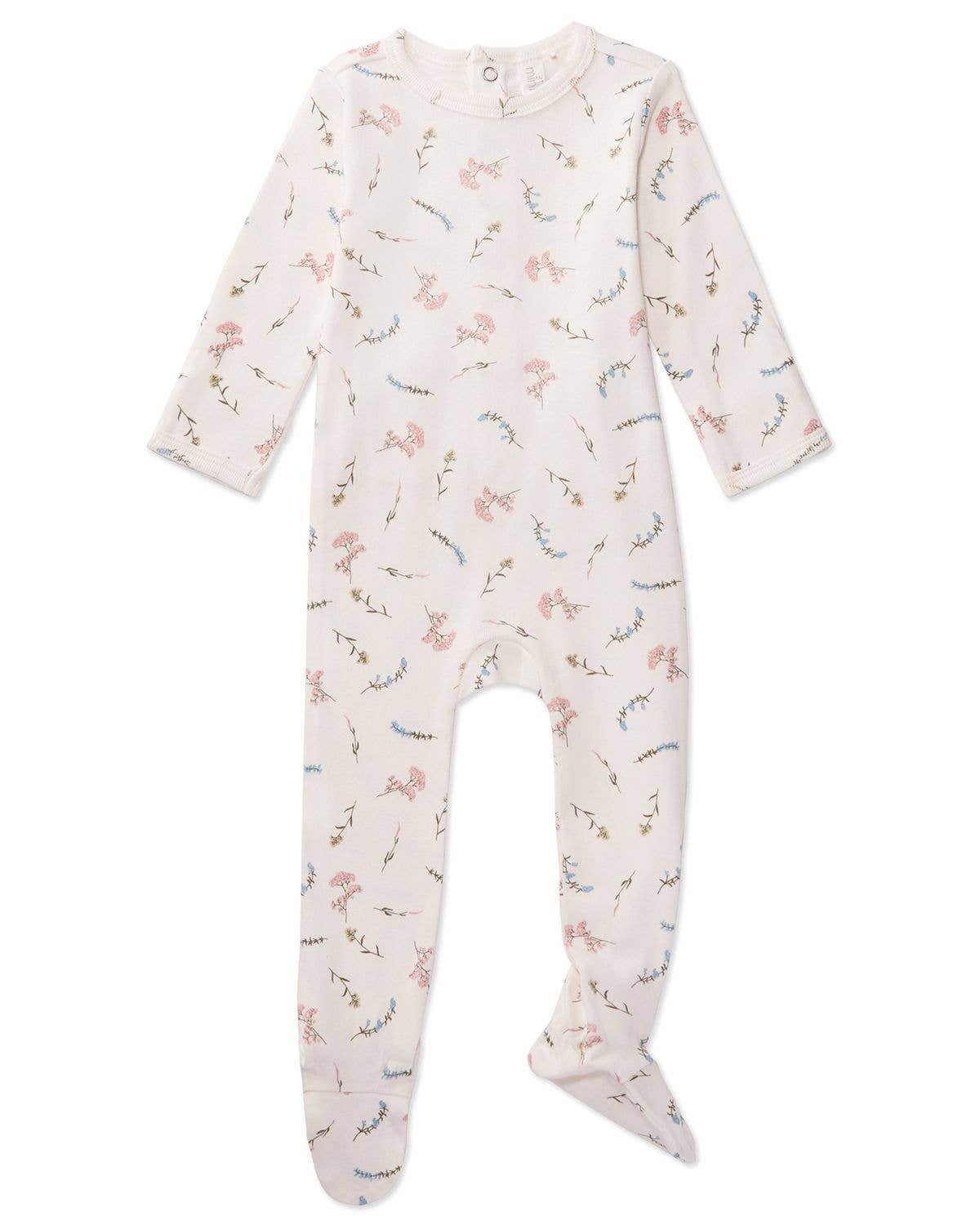 Ribbed Floral Footie with Hand Covers - Tiniboo