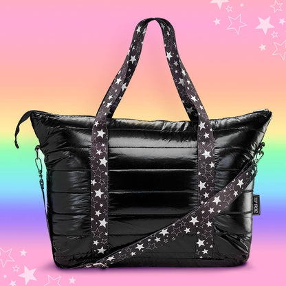 Black Puffer Tote Midnight Strap