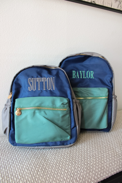 Green, Navy & Green Colorblock Backpack