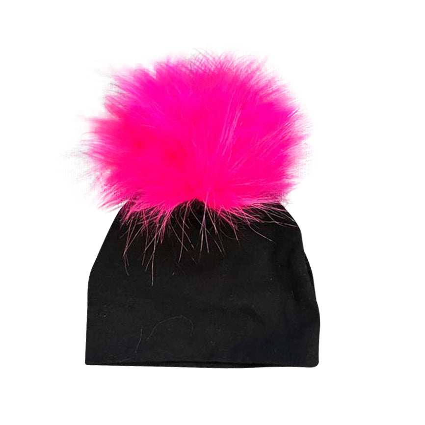 Black Cotton Hat w/ PomPom