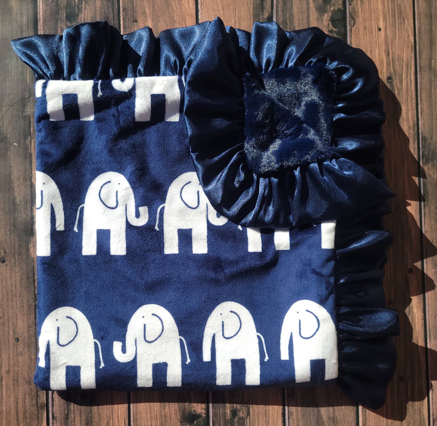 Navy Elephant Baby Blanket