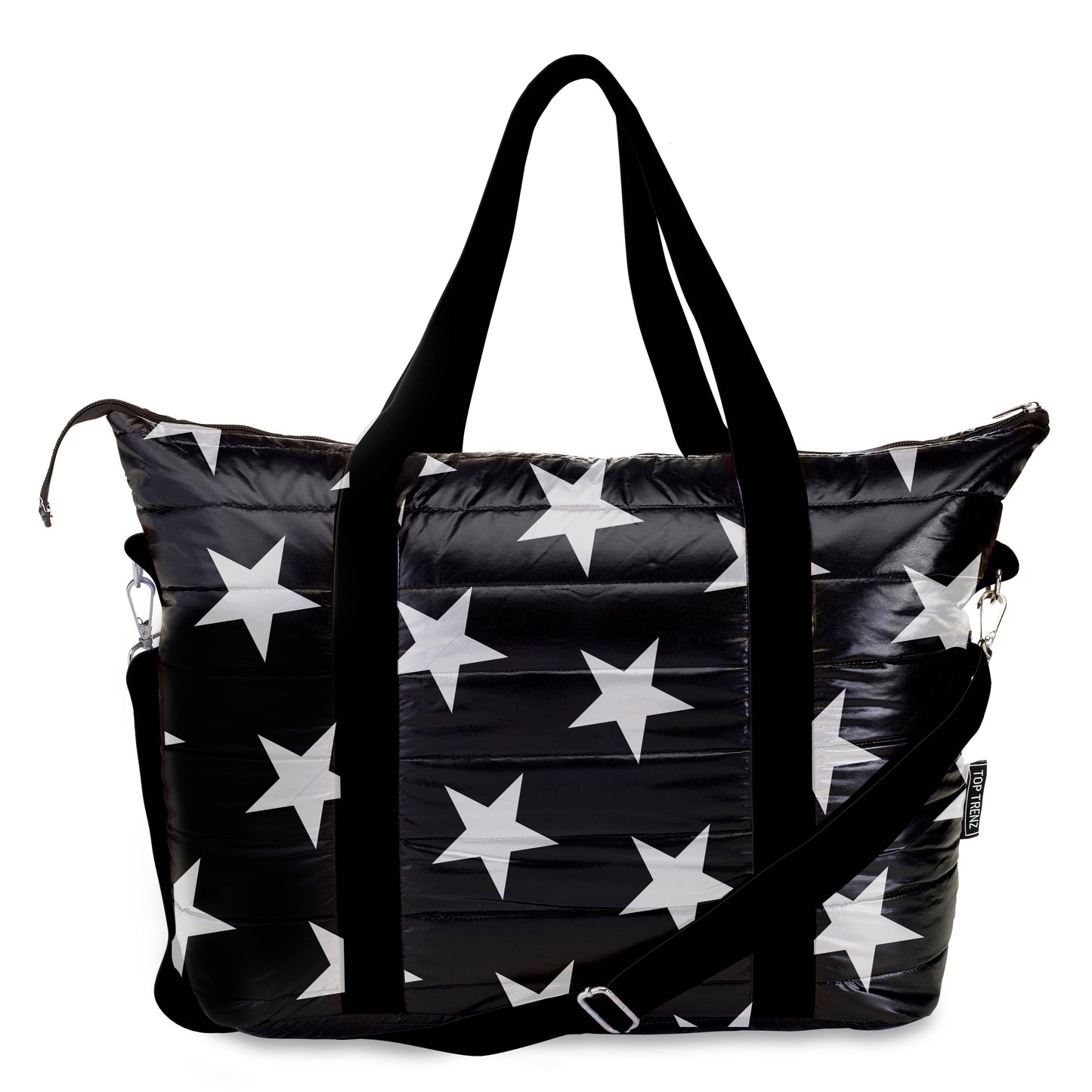 Black Puffer Star Print Tote Bag