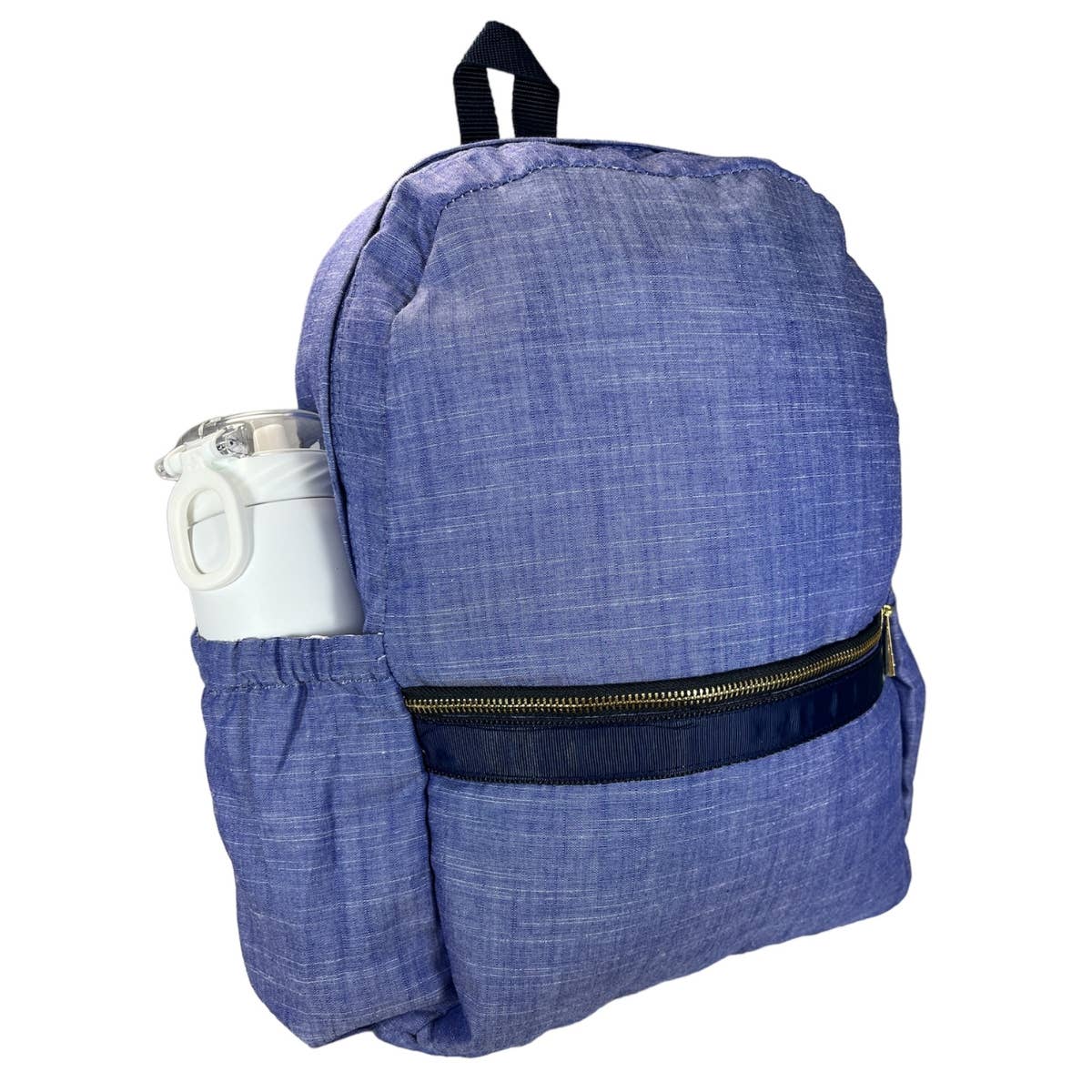 Navy Chambray Medium Backpack w/ Pocket