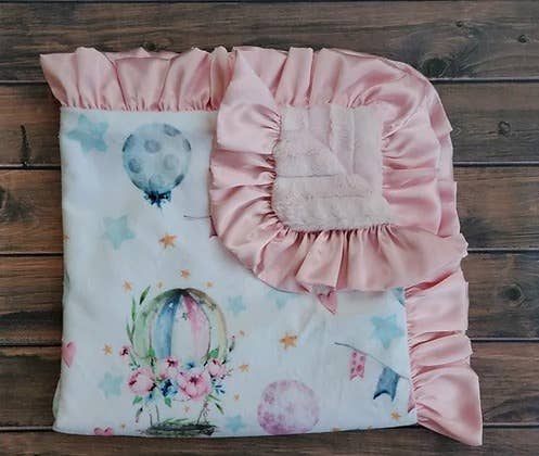 Girl Hot Air Balloon Baby Blanket