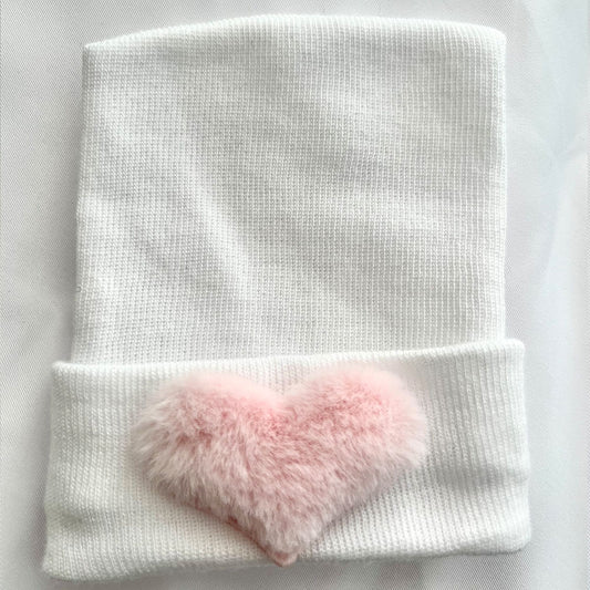 Pink Furry Heart Hospital Hat