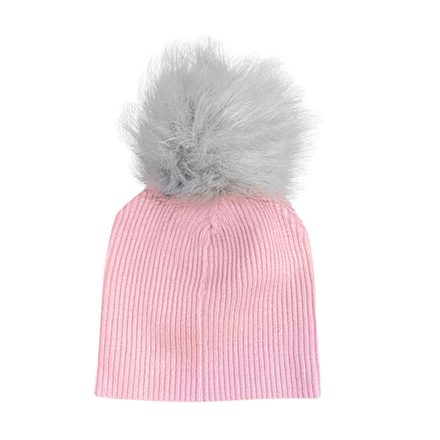 Pink waffle knit hat