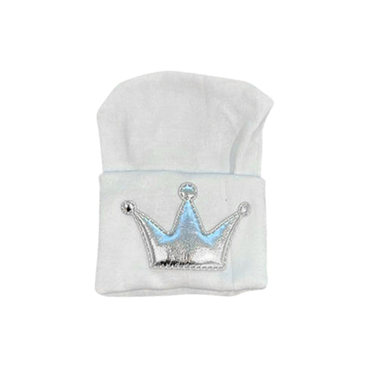 White Cotton Hospital Hat With Silver Crown