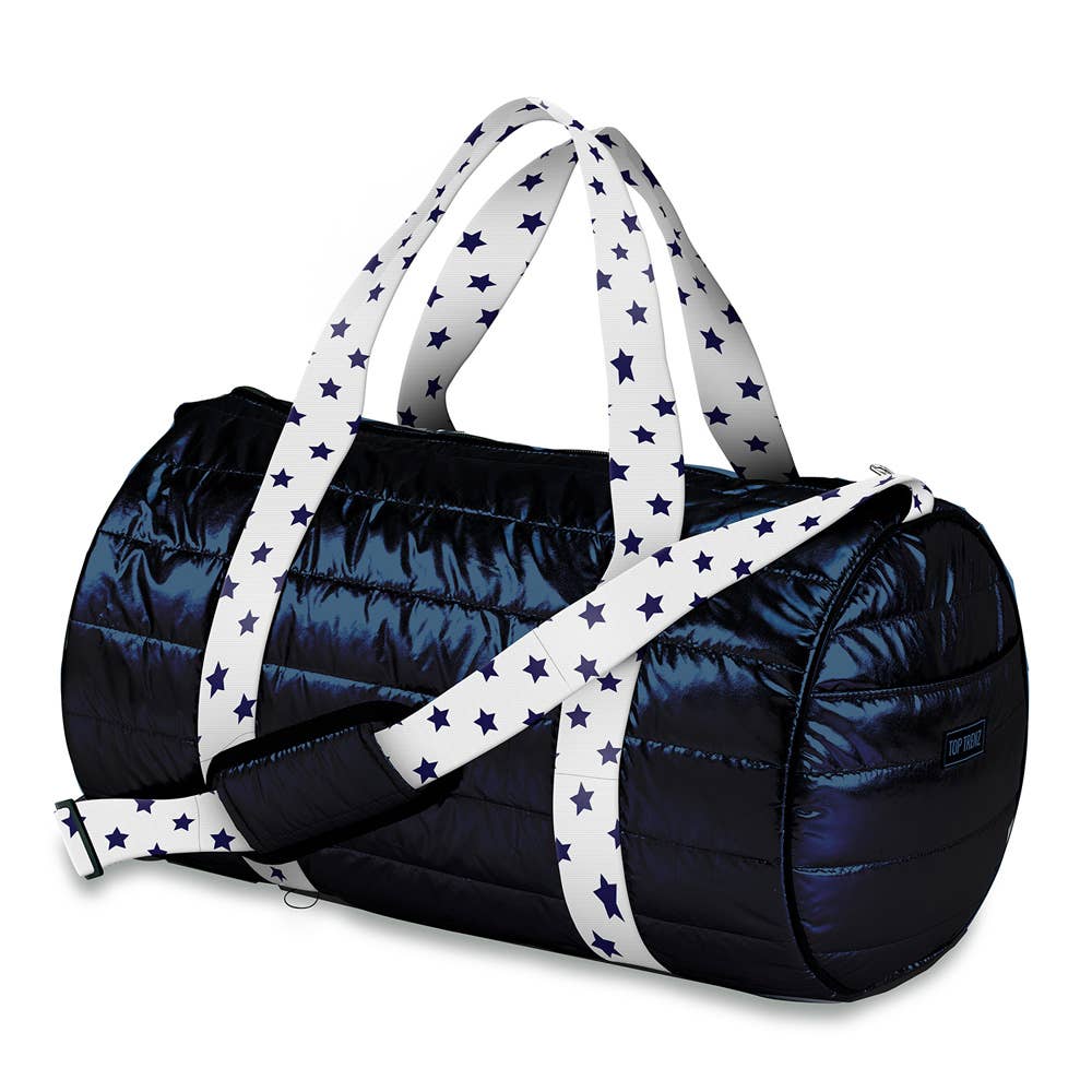 Navy Puffer Duffle Bag Blue Star Strap